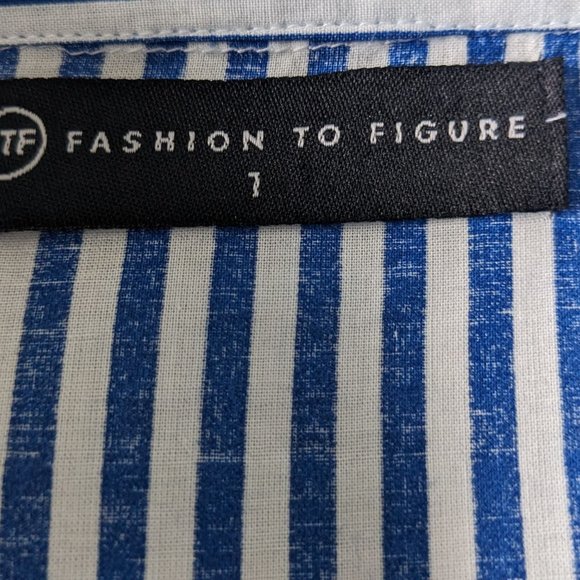 Women's 1X Striped Blouse Puffy Sleeves - Picture 2 of 14